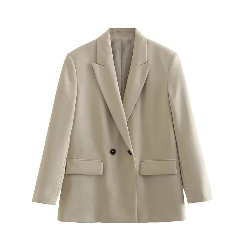 Blazer Féminin Décontracté – Manteau Chic à Fermeture Éclair en Laine de Luxe