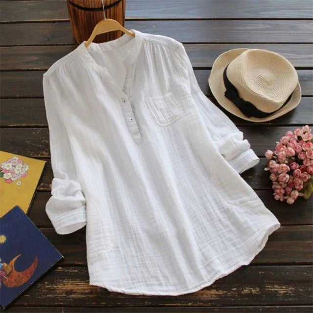 Chemise Féminine Col En V Décontractée
