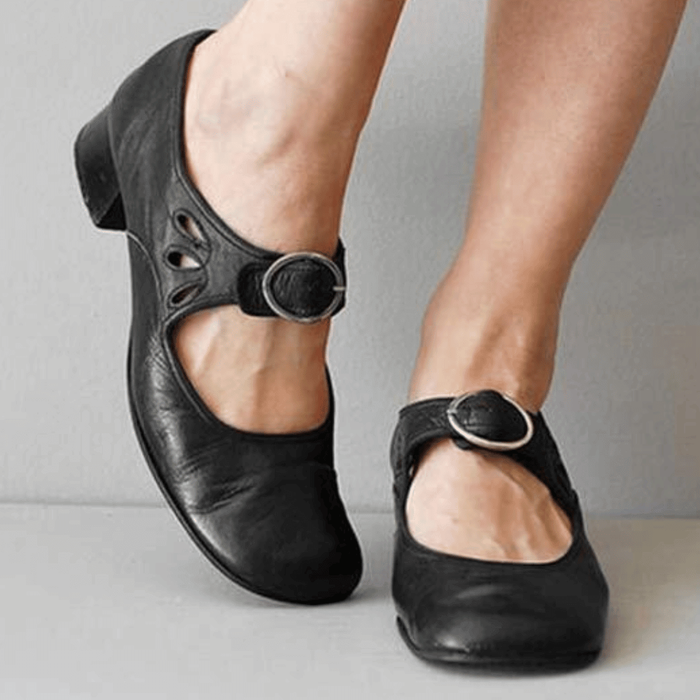 Ballerines Femmes Classiques - Chaussures en Cuir avec Talon Rond Élégant - LuxeStyle