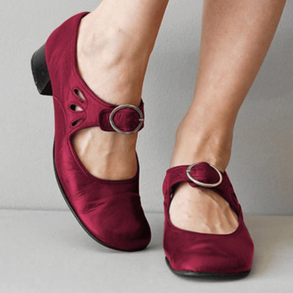Ballerines Femmes Classiques - Chaussures en Cuir avec Talon Rond Élégant