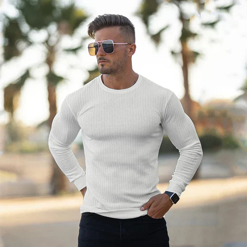 Pull Homme Blanc Classique Longues Manches - LuxeStyle