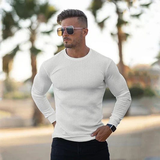 Pull Homme Blanc Classique Longues Manches - LuxeStyle