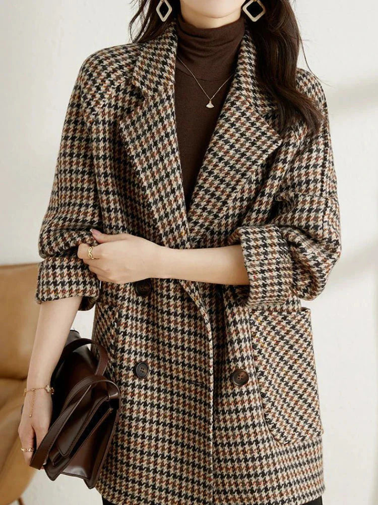 Veste Femme Hiver Carreaux Oversize Confortable - LuxeStyle