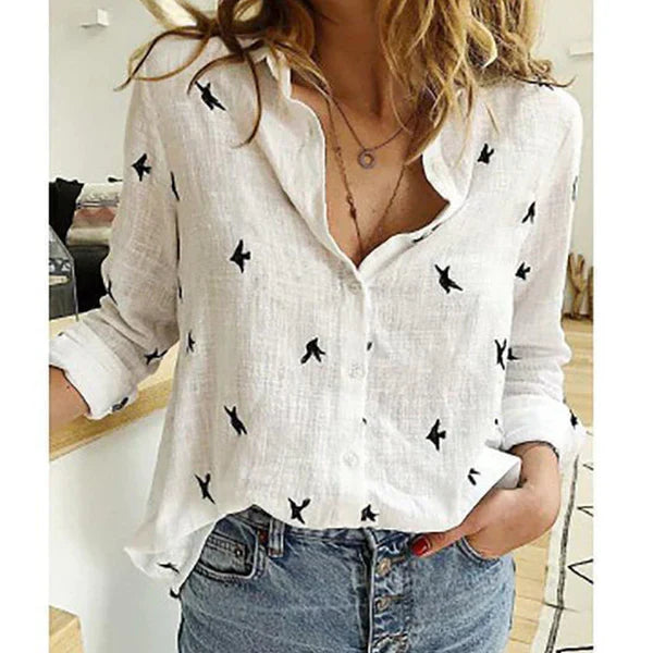 Blouse Féminine Relâchée - Col en V pour Femme au Travail ou au Quotidien
