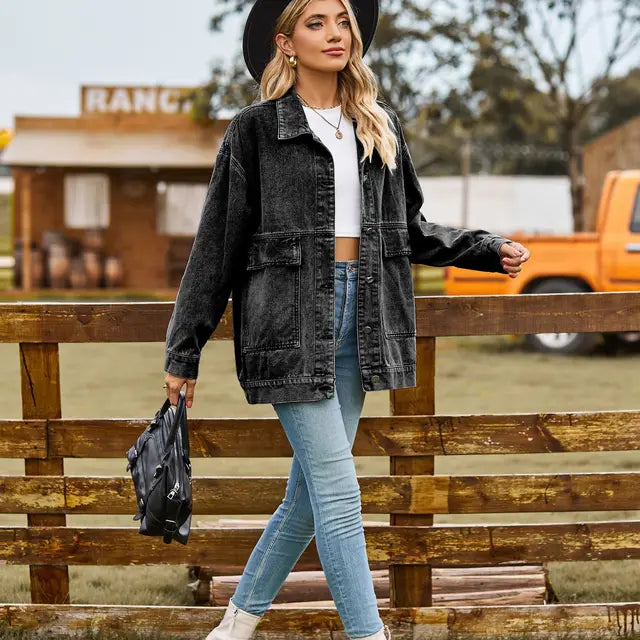 Veste Jean Élégante Manches Longues - BlxckFR