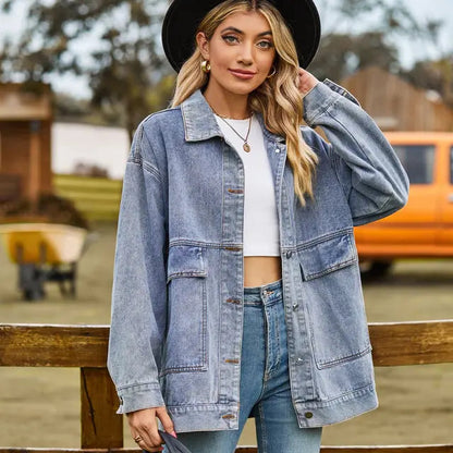 Veste Jean Élégante Manches Longues