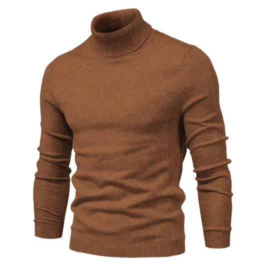 Pull Laine Douillet Col Roulé Brun pour Homme - LuxeStyle