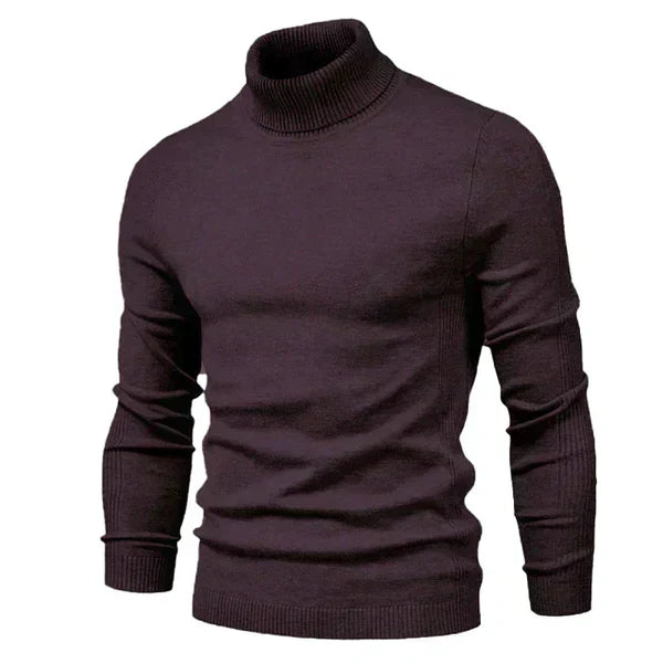 Pull Laine Douillet Col Roulé Brun pour Homme