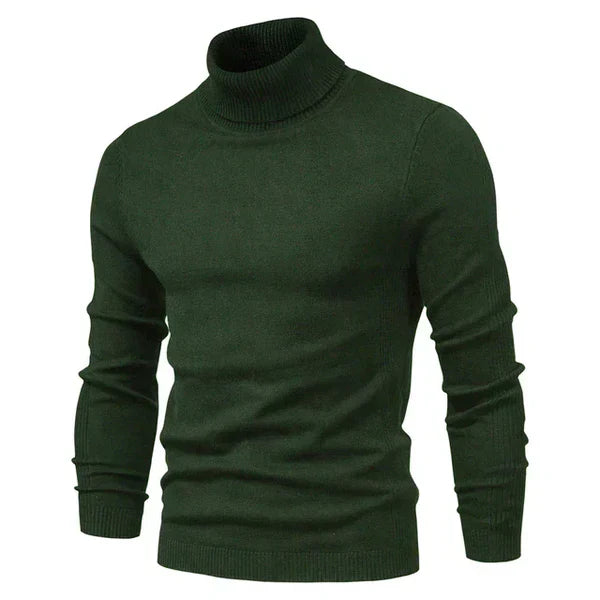 Pull Laine Douillet Col Roulé Brun pour Homme