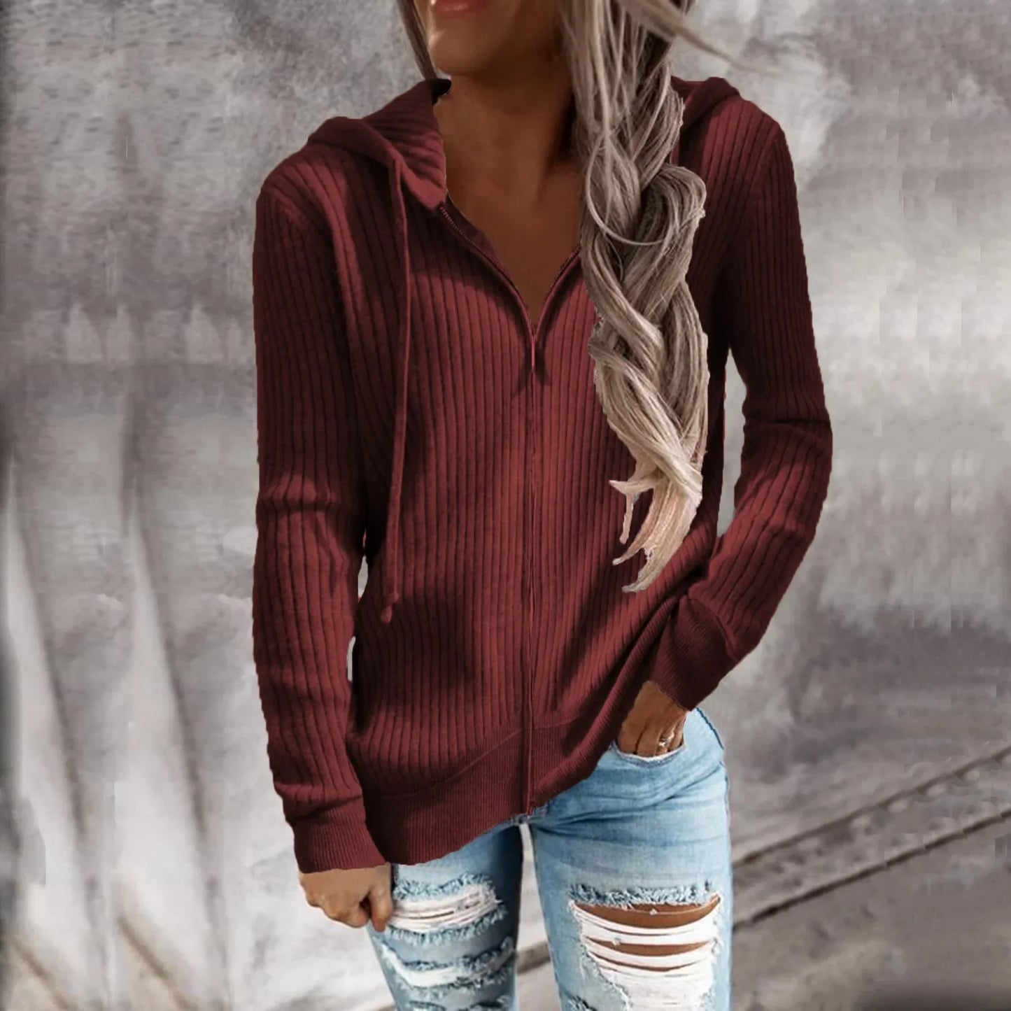 Doudoune Zippée Femme Hiver avec Capuche