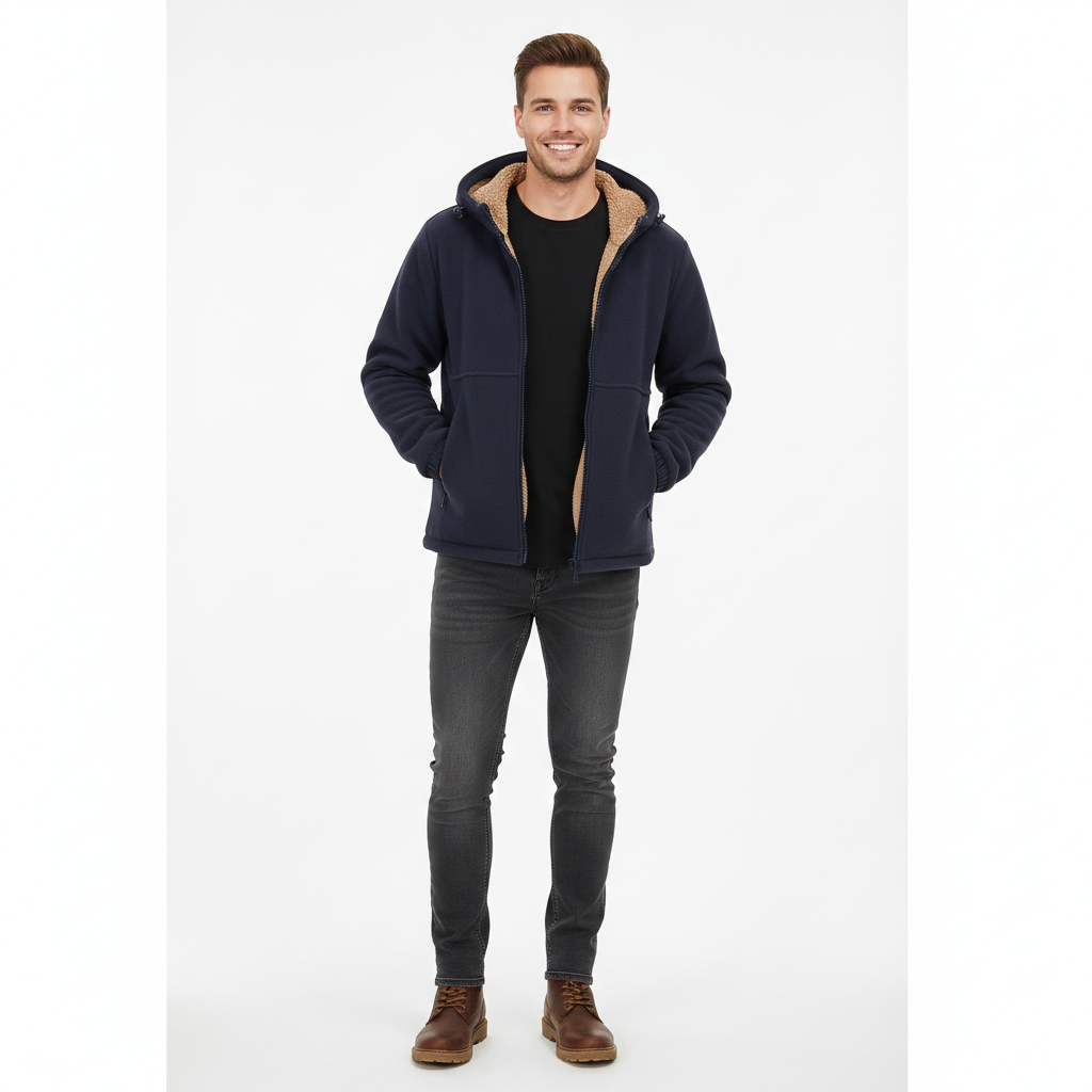 Veste Hivernale Homme Élégante avec Capuche et Poches Zippées - LuxeStyle