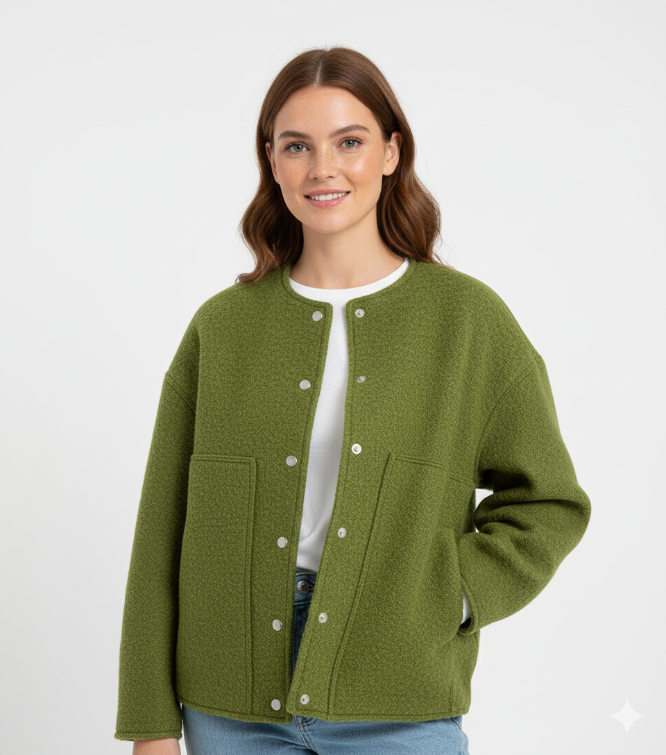 Veste Femme Décontractée - Blouson Oversize Col Montant Élégant