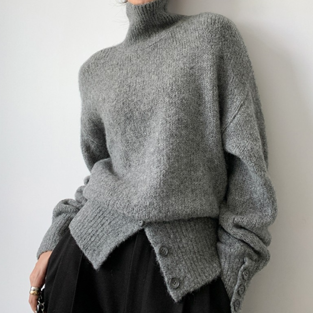 ELMA - Pull Col Montant Confortable pour Femmes