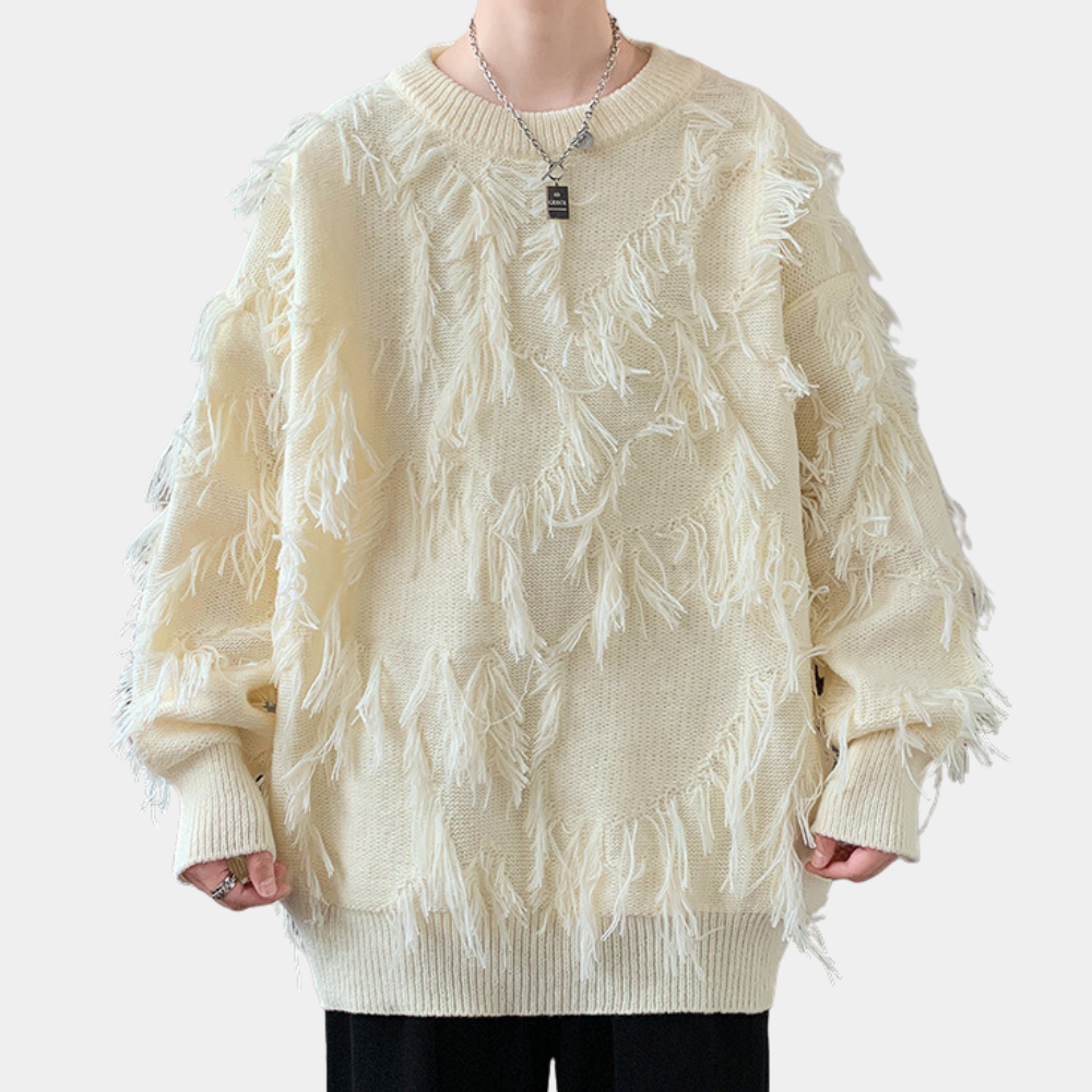 EDVIN - Pull en Tricot avec Franges Tendance pour Hommes