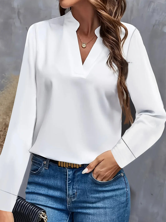 Blouse Féminine Col en V Manches Longues - LuxeStyle