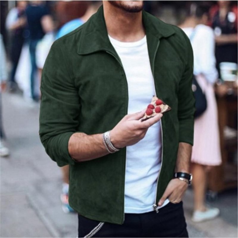 Veste cuir brun homme zippée