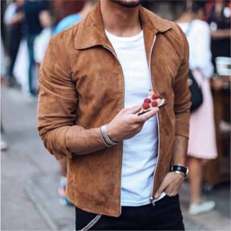 Veste cuir brun homme zippée - LuxeStyle