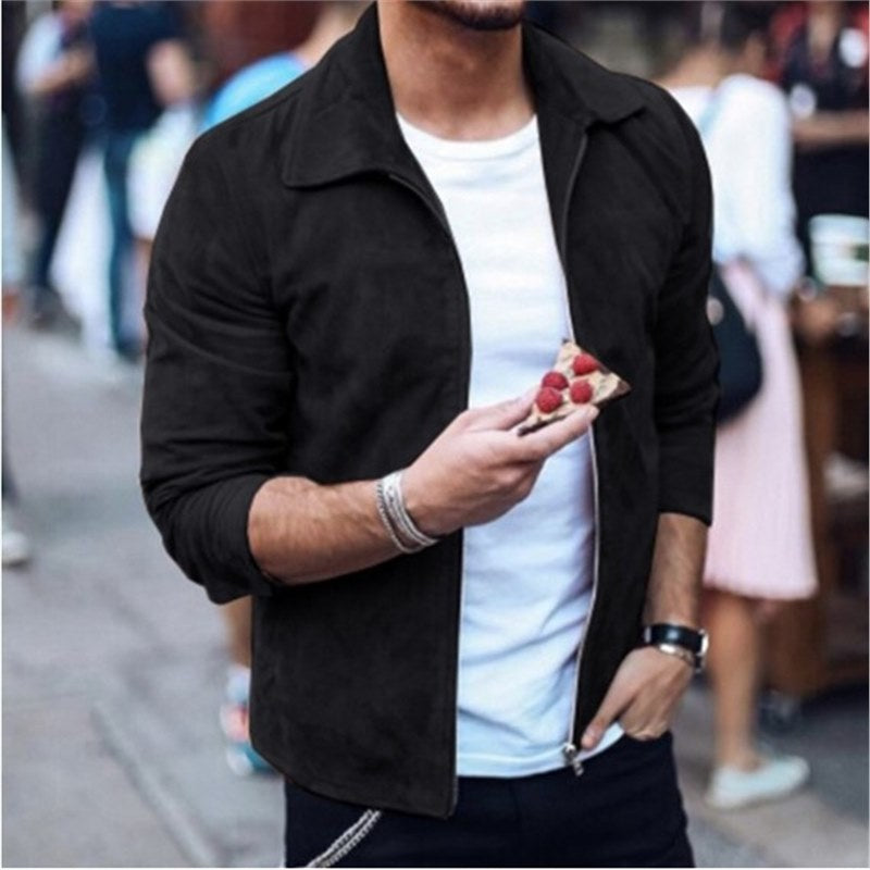 Veste cuir brun homme zippée