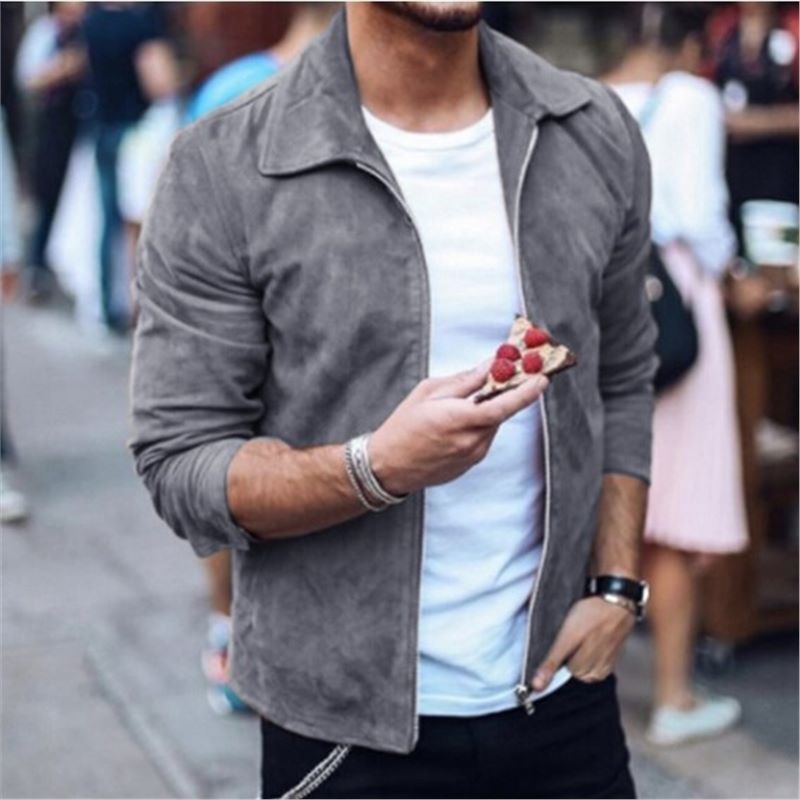 Veste cuir brun homme zippée