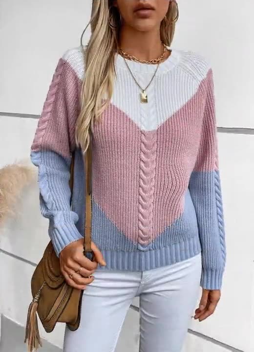 Pull Femme Élégant – Maille Douce Twistée avec Motif Coloré Tendance - LuxeStyle