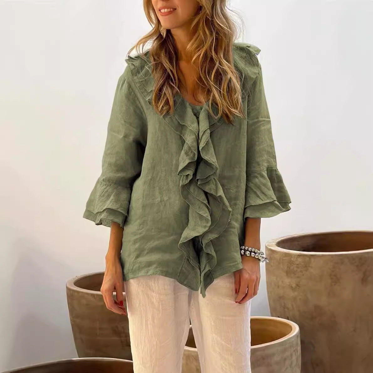 Blouse Féminine Élégante Manches Bouffantes