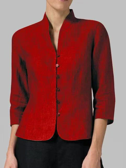 Veste Féminine Cendrée Col Mandarin