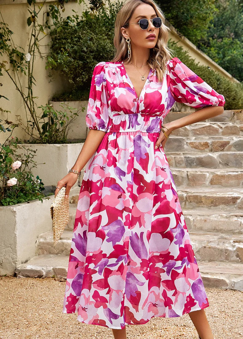 Robe Été Legère à Manches Courtes pour Femme