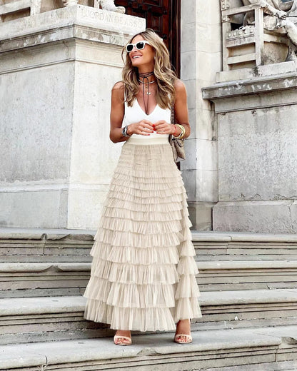 Jupe maxi plissée naturelle femme