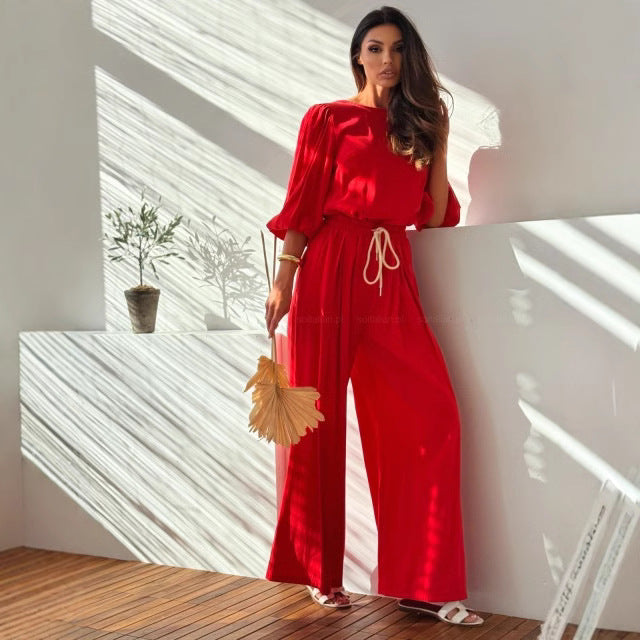 Tenue Décontractée Femme : Top Nœud Dos et Pantalon Comfy