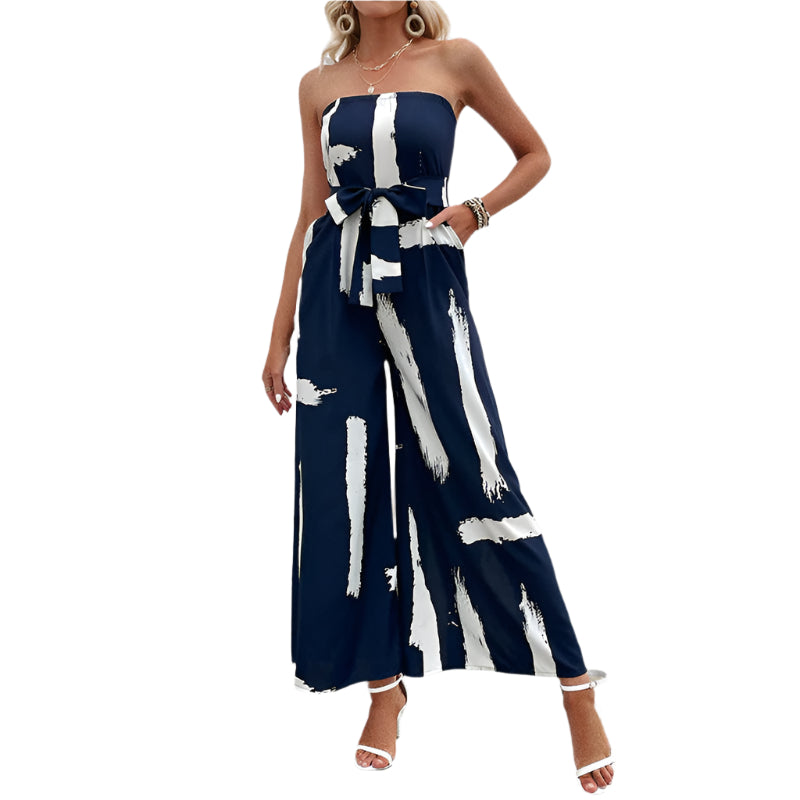 Combinaison décontractée femme sans bretelles large pantalon - LuxeStyle