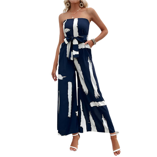 Combinaison décontractée femme sans bretelles large pantalon - LuxeStyle