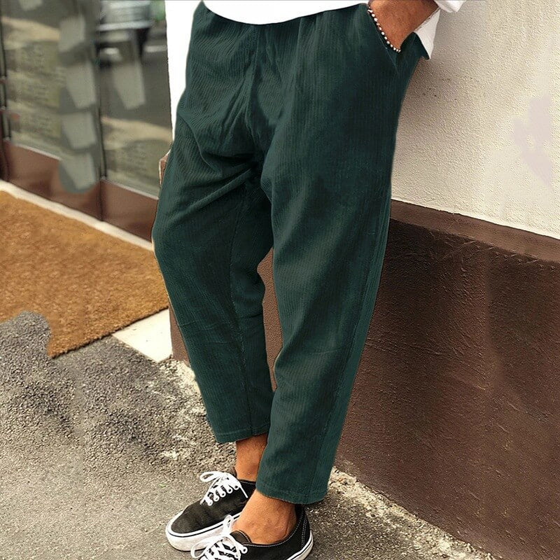 Pantalon Velours Brun Élégant Homme