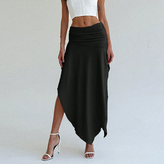 Jupe Femme Élégante Taille Basse, Ceinture Élastique & Ourlet Dégradé Chic - LuxeStyle