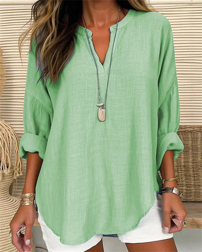 Blouse Féminine Manches Longues Élégante Neutre
