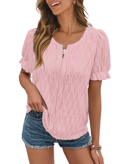 Blouse Femme Noir Élégante Manches Courtes