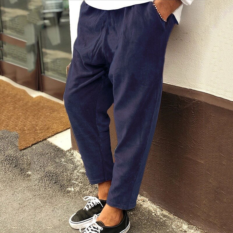 Pantalon Velours Brun Élégant Homme