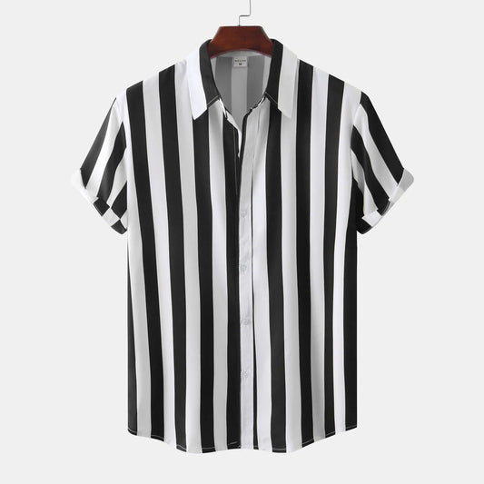 Chemise à Rayures Classique Manches Courtes - LuxeStyle