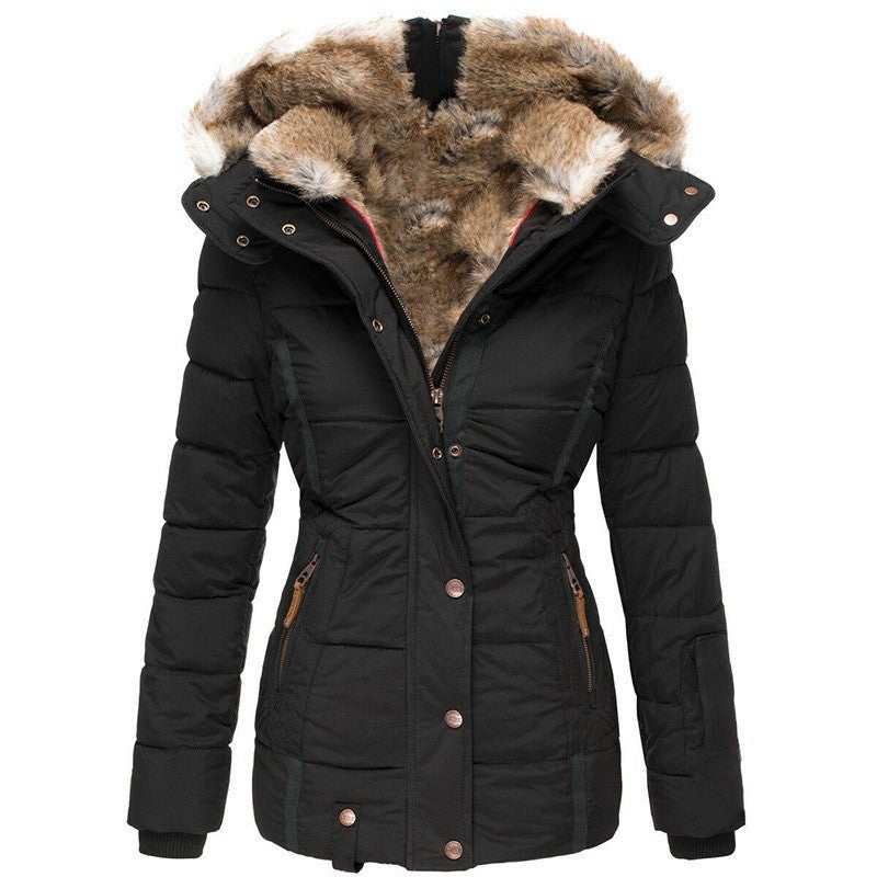 Manteau Hiver Douillet à Capuche avec Fourrure Synthétique pour Femme - LuxeStyle