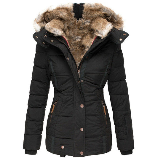 Manteau Hiver Douillet à Capuche avec Fourrure Synthétique pour Femme - LuxeStyle