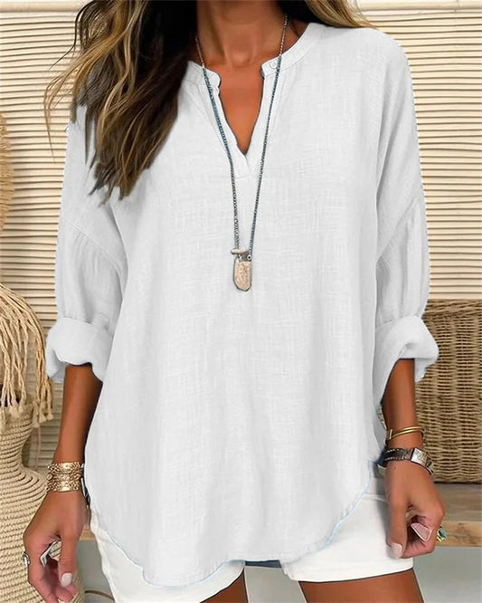 Blouse Féminine Manches Longues Élégante Neutre - LuxeStyle