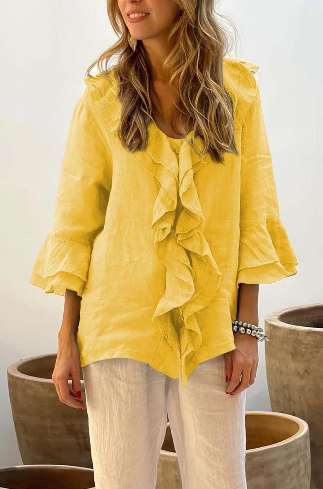 Blouse Féminine Élégante Manches Bouffantes