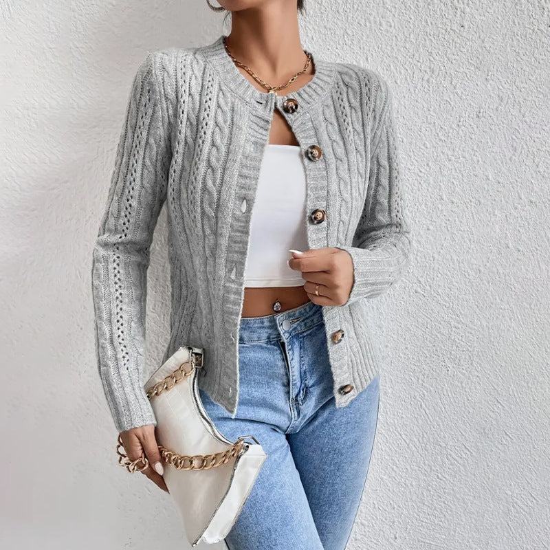 Gilet Femme Tricoté – Style Chic à Manches Longues avec Fermeture Boutonnée - LuxeStyle