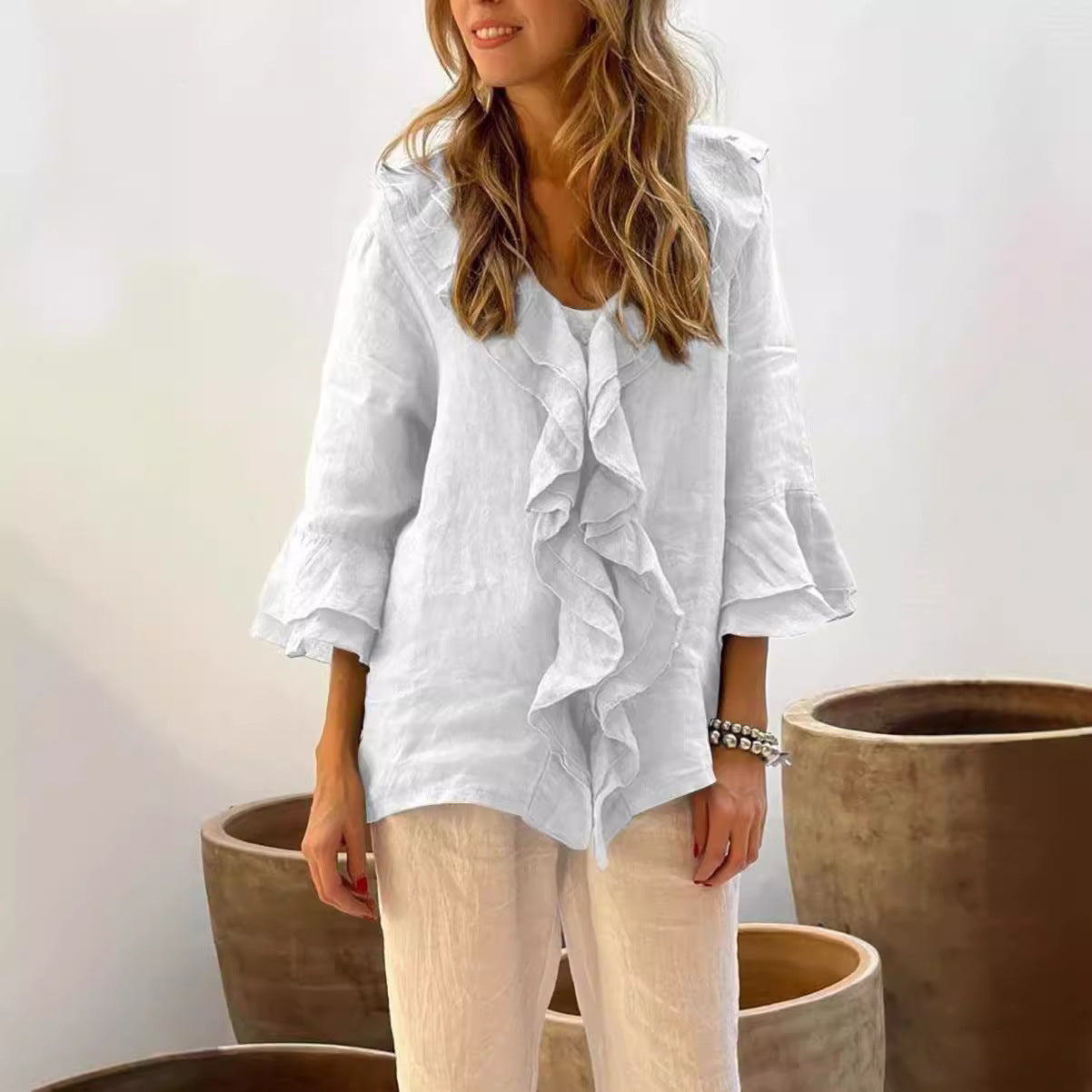 Blouse Féminine Élégante Manches Bouffantes