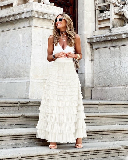 Jupe maxi plissée naturelle femme