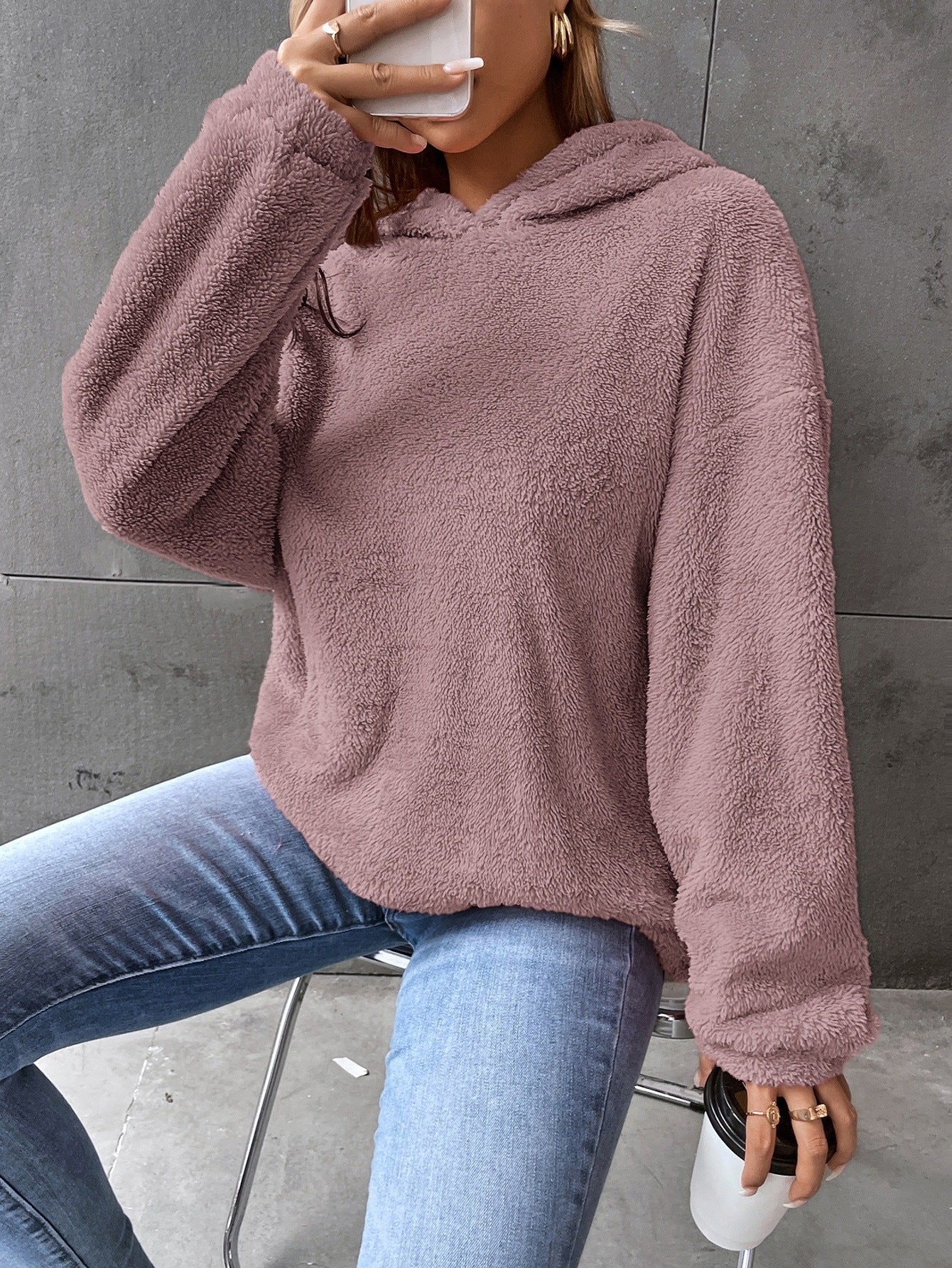Sweat à Capuche Féminin Hivernal Brun Douillet