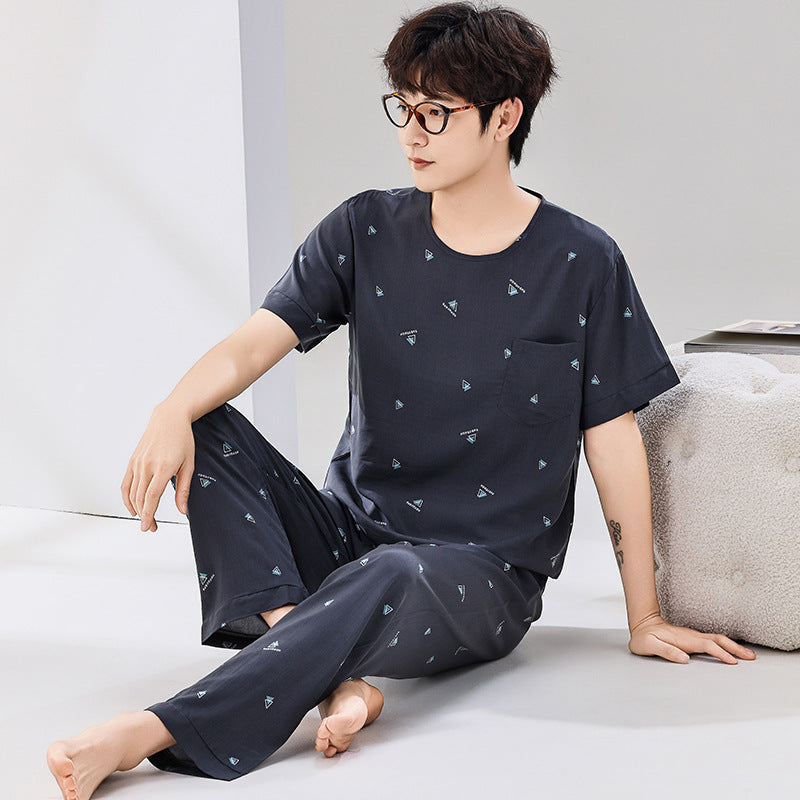 Pyjama Été Homme Manches Courtes et Pantalon Léger