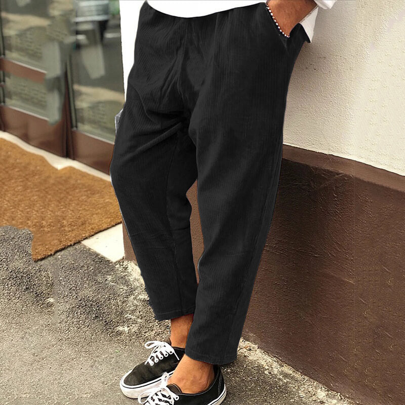 Pantalon Velours Brun Élégant Homme