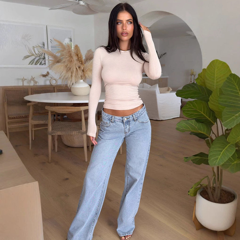 Jean Féminin Taille Basse Élégant pour Femme - LuxeStyle