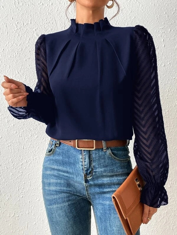 Chemisier femme élégant floral manches longues