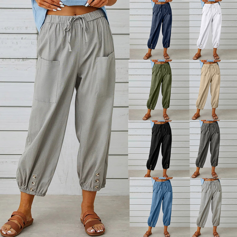 Pantalon femme décontracté coloré avec poches - LuxeStyle
